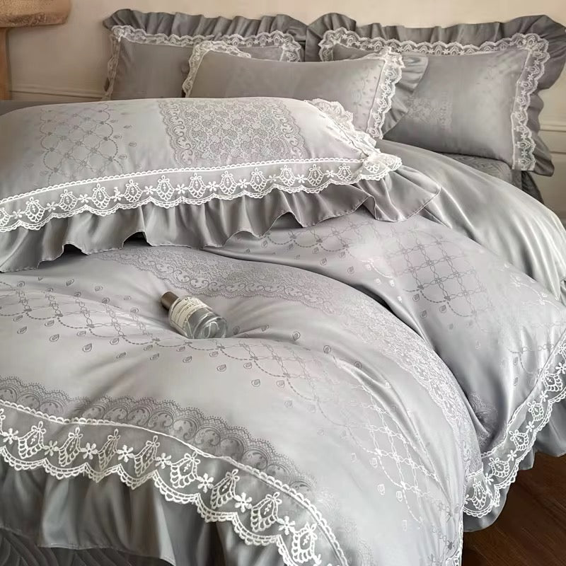 Vista Home Luxury Silk Jacquard Bedding Set | 4-Piece Wedding & Hotel Collection