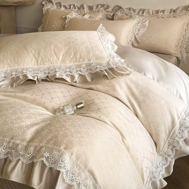 Vista Home Luxury Silk Jacquard Bedding Set | 4-Piece Wedding & Hotel Collection