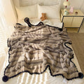 Vista Home | Fluffy Rabbit Faux Fur Blanket - Black & Grey Bubble Texture Throw, Soft Thick Plush Minky Reversible Cozy Blanket for Couch Bed
