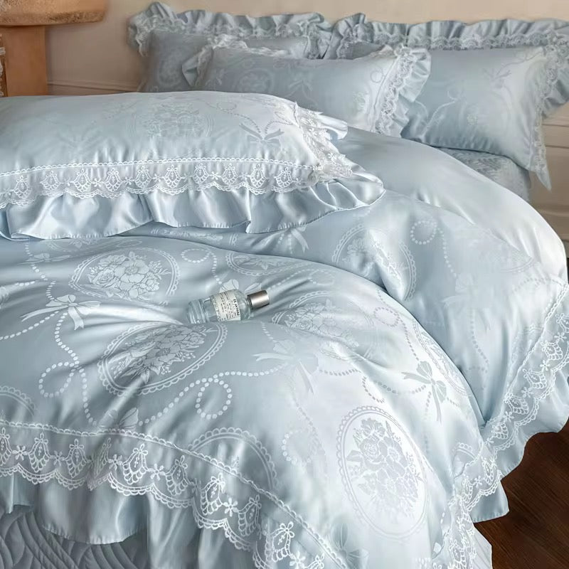 Vista Home Luxury Silk Jacquard Bedding Set | 4-Piece Wedding & Hotel Collection