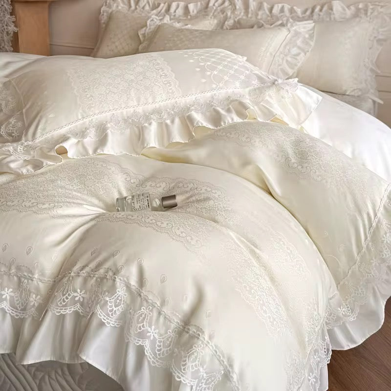 Vista Home Luxury Silk Jacquard Bedding Set | 4-Piece Wedding & Hotel Collection