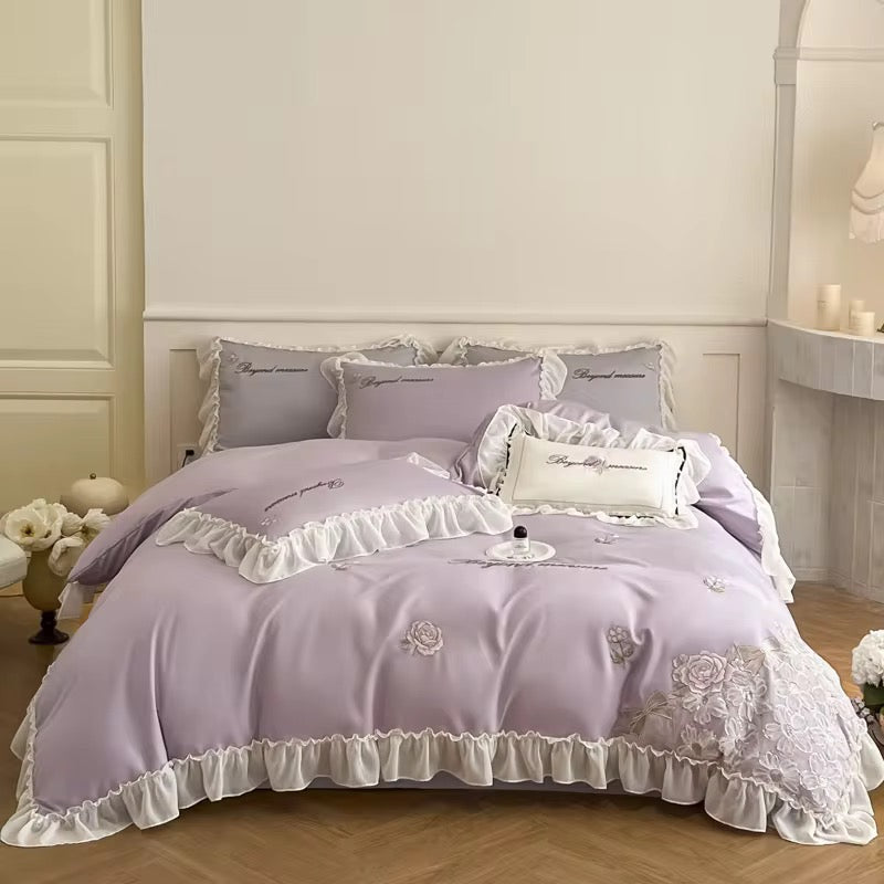 Vista Home | Premium Ice Silk 4-Piece Duvet Set by Vista Home | Boutique Floral & Animal Prints | 300TC Hotel Quality Silk
