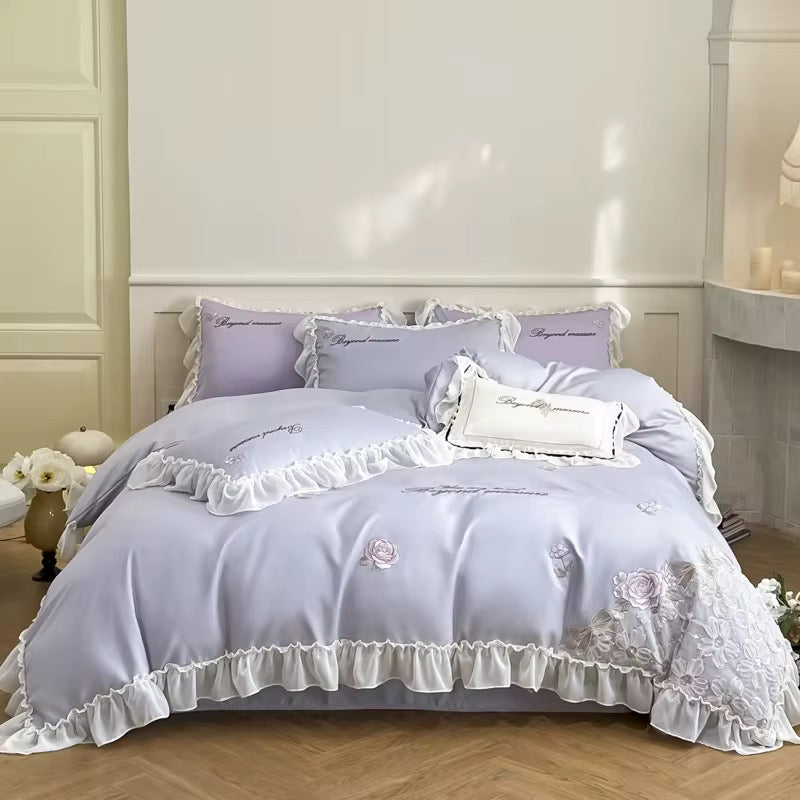 Vista Home | Premium Ice Silk 4-Piece Duvet Set by Vista Home | Boutique Floral & Animal Prints | 300TC Hotel Quality Silk
